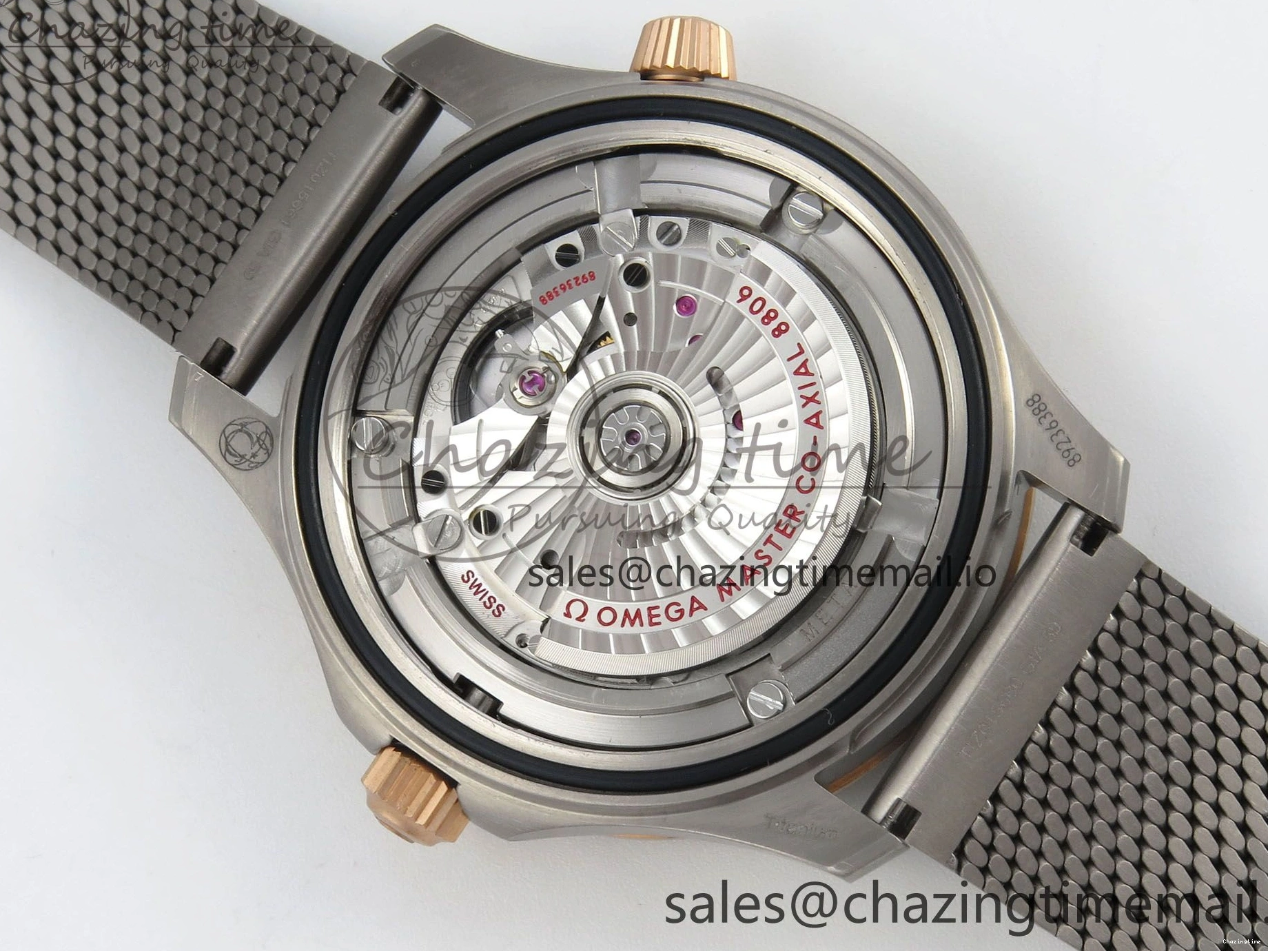 0329 OdorResistant Seamaster 300M Diver Titanium Bronze Gold VSF 1:1 Best Edition Green Dial on Titanium Mesh Bracelet A 7660